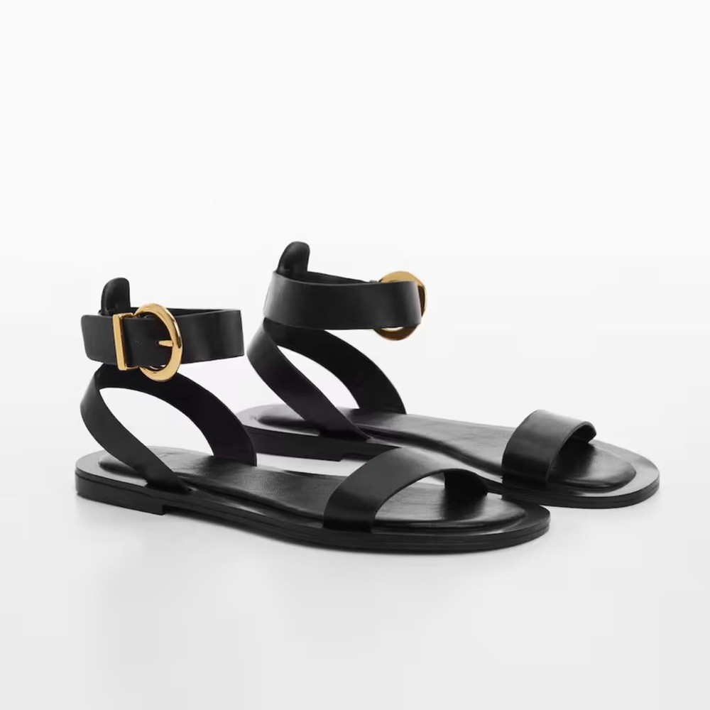 MANGO buckle strap sandals in black, size 40 (9)